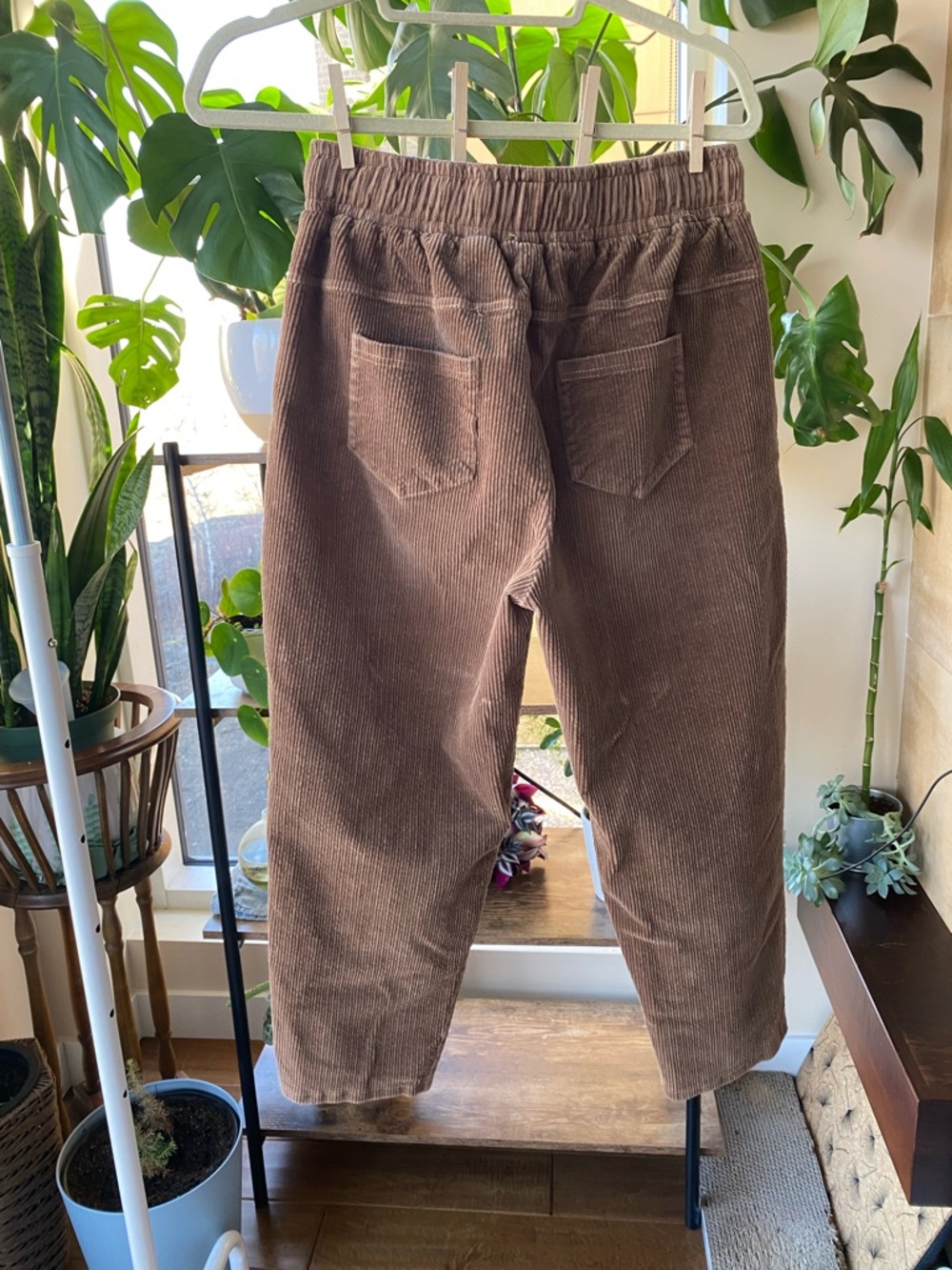 Brown Corduroy Drawstring Pants - Picture 3 of 4